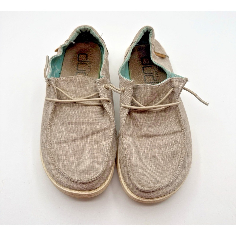 Hey Dudes Womens size 6 khaki/linen Wendy‎ Chambray Beige shoes